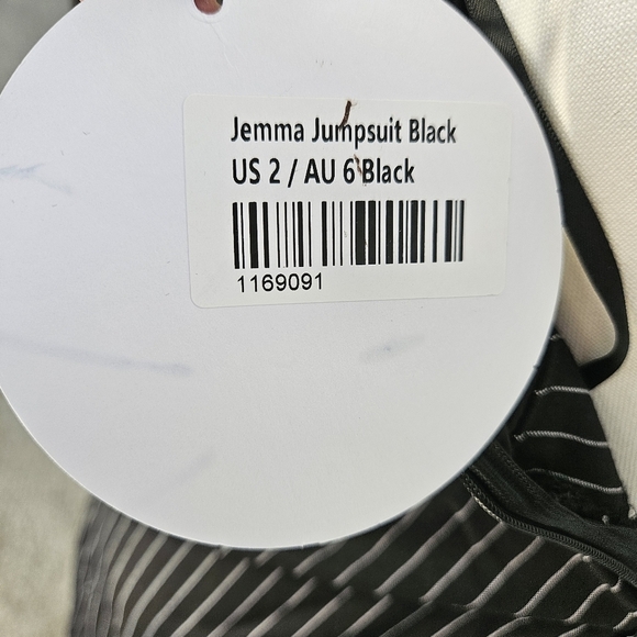 NWT!!! Princess Polly Jemma Black and White Pinstripe Jumpsuit, Size 2 - Picture 4 of 6